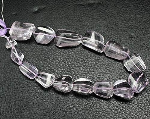 Pink Amethyst Faceted Step Cut Tumble Nugget Gemstone Loose Craft Beads Strand 10 Inch Long 20mm 10mm Code-HIGH-1828