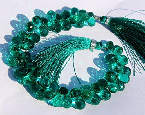 13 inch natural beads strand of 7x9-9x12mm faceted teardrop green quartz gemstone briolletes beads for DIY jewelry - necklace, bracelet, earring, ring.