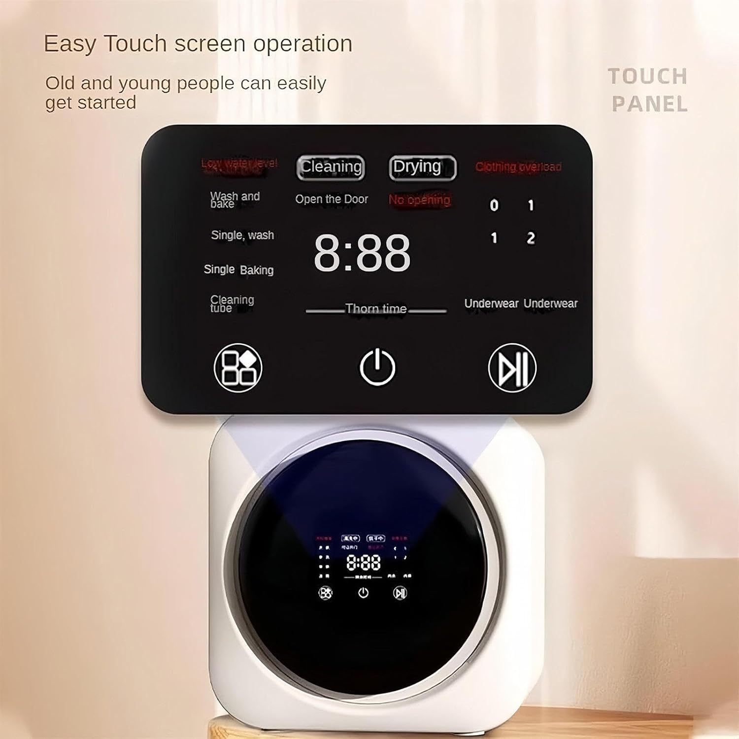 2 in 1 Mini Portable Washer and Dryer Combo, Mini Washing Machine with LCD Control Panel, Compact Dryer Stainless Steel Drum, for Small Clothes, Underwear, and Socks,Desktop