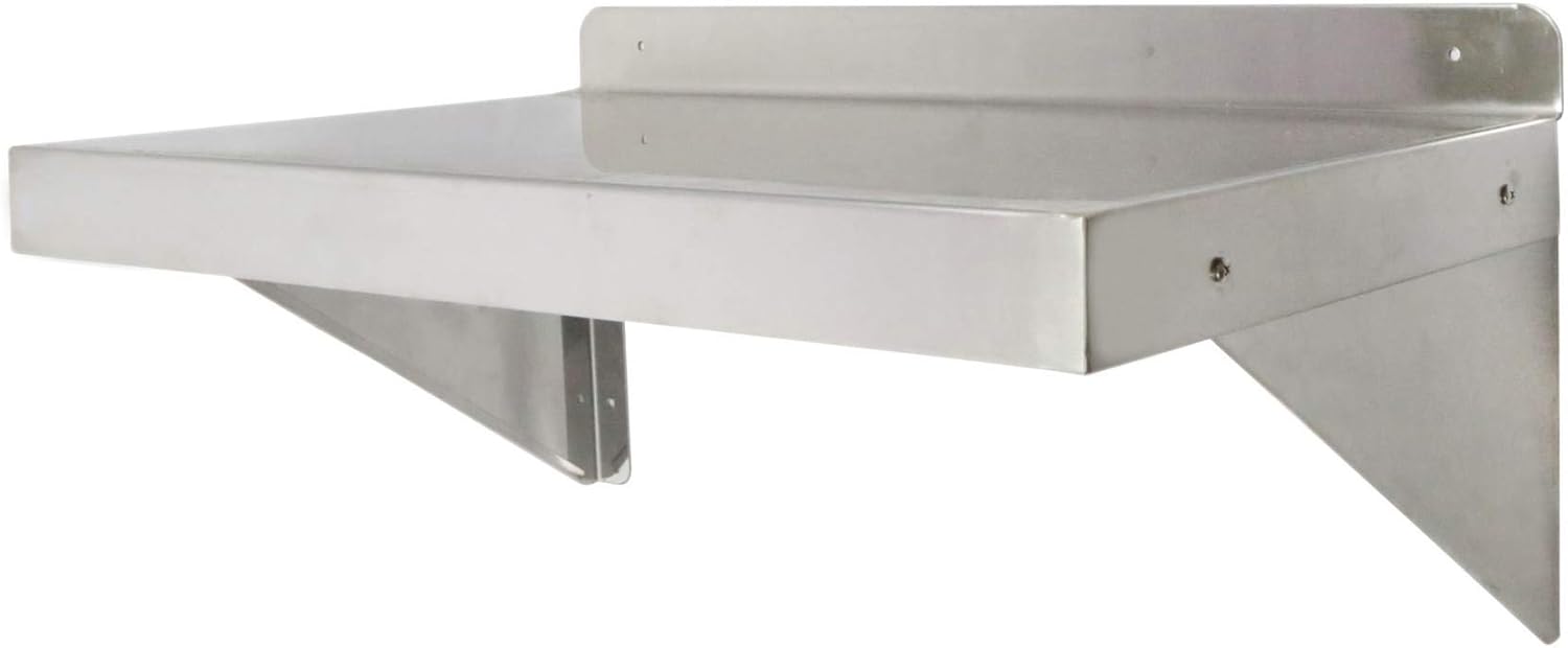 Leyso Stainless Steel Commercial Wall Mount Shelf - Industrial Appliance Equipment (Restaurant, Bar, Home, Kitchen, Laundry, Garage and Utility Room) NSF Certified (12