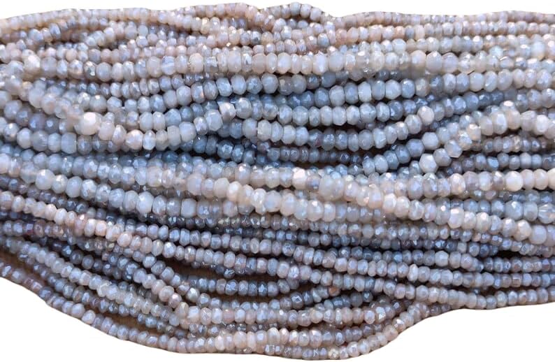 13 inch Strand of Natural gem Mystic Coated Moonstone, 3mm rondelle Faceted Beads for DIY Jewelry Making. | Beads_05740