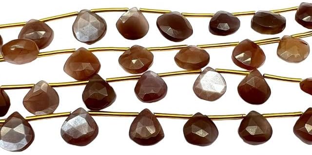 1 Strand Natural Grey Moonstone Chocolate Shade 18 Pieces Beads Size 10x10mm Shape Heart Cut Faceted Making, Beading & Craft Supplies CHIK-STRD-76672