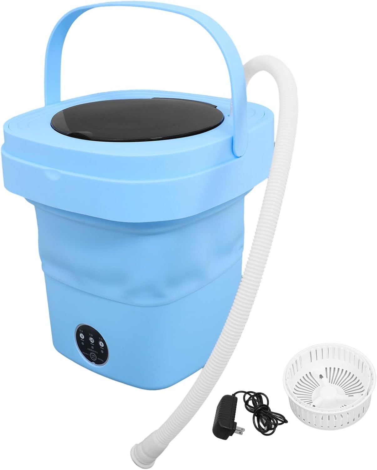 Compact Foldable Mini Portable Washer with Spin-dry Function for Small Clothes Energy-saving Electrical Laundry Machine for Dorms Apartments Travel US Plug