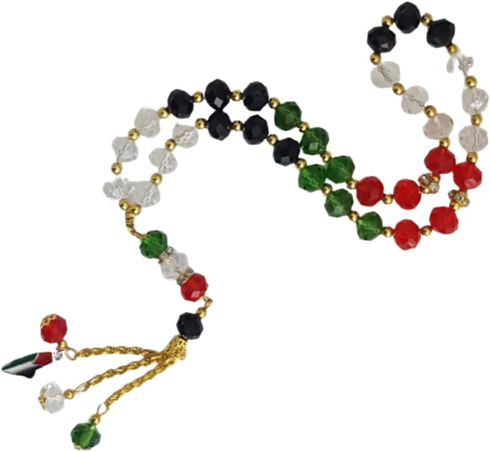 Palestine Flag Beads[ 96 Pack] Palestine MAP Large Glass Tasbeeh-Misbaha-Rosary-Jerusalem-Al Aqsa-Dome Of Rock-QUDS Islamic Favor Quran Muslim Gifts Ramadan Decor Eid Decor Wholesale Islamic Gifts 123