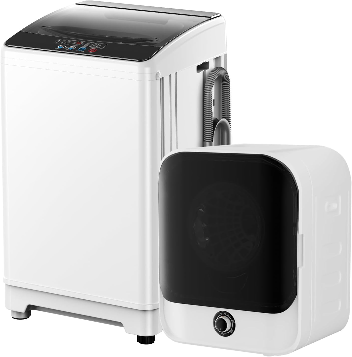 TABU Washer and Dryer Combo Set,Compact 18LBS Full-Automatic Washing Machine with 10 Washing Programs & Compact 2.6 Cu.Ft Dryer with Stainless Steel Inner Tub, White