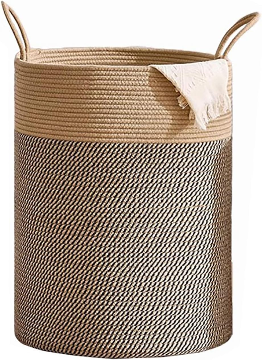 Cotton Rope Laundry Basket 72L, Foldable Machine-Washable Clothes Hamper with Handles, Large Storage Bin for Toys Bedding, Nursery, Dorm, RV(Brown)