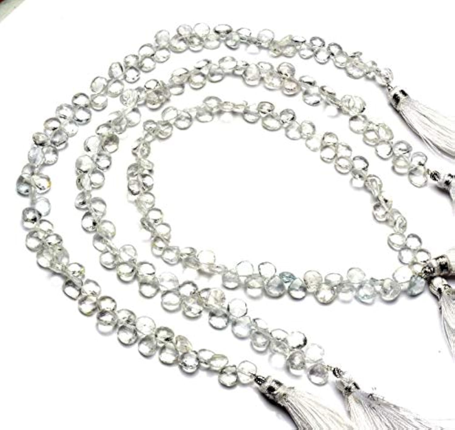 GEMZ 6 inch Strand of Natural White Topaz Heart Shape Faceted Cut White Color briollete Beads for DIY Jewelry Making- Earring Necklace Bracelet.