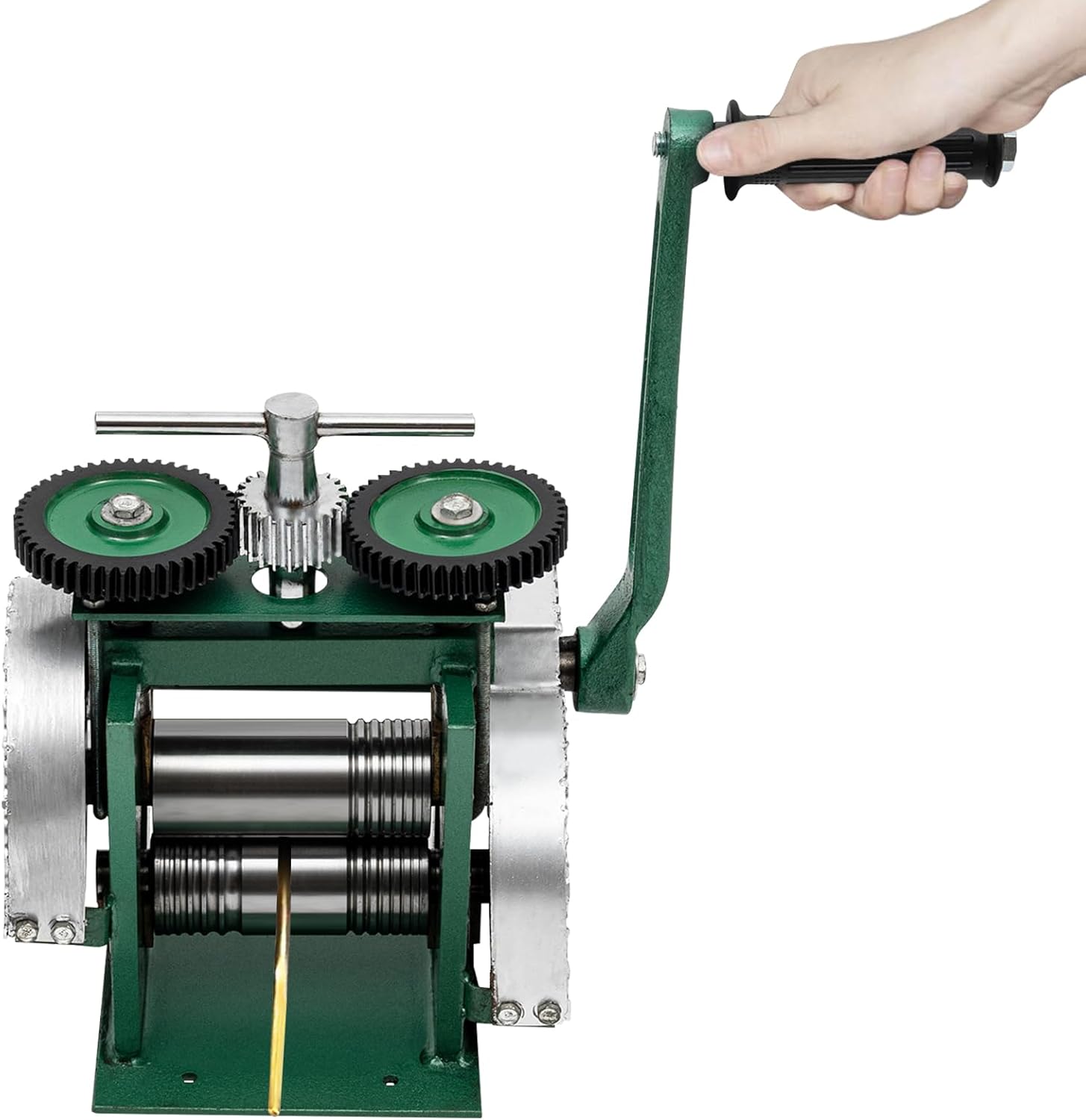 PSUFURV Manual Jewelry Press, 122mm 3-in-1 Rolling Mill for Jewelry Adjustable Press Thickness Shaping Machines for Metalworking Hand-Pressed Beading Machine