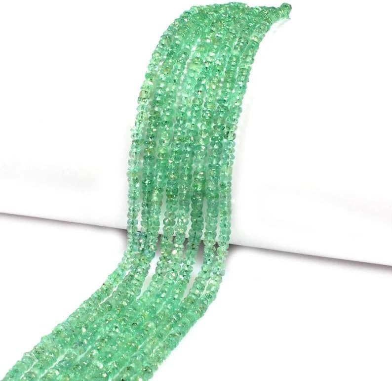 Emerald Faceted Rondelle Shape Beads 3mm Semi Precious Crystal Round Beads Jewellery Making
