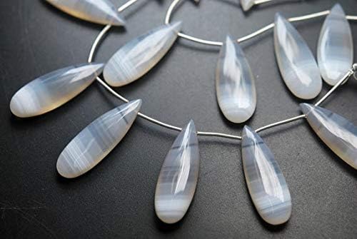 8 Inches Strand,7 Beads,Grey Designer Chalceny Match Pear Shaped Briolettes, 35mm Long Code-HIGH-63211