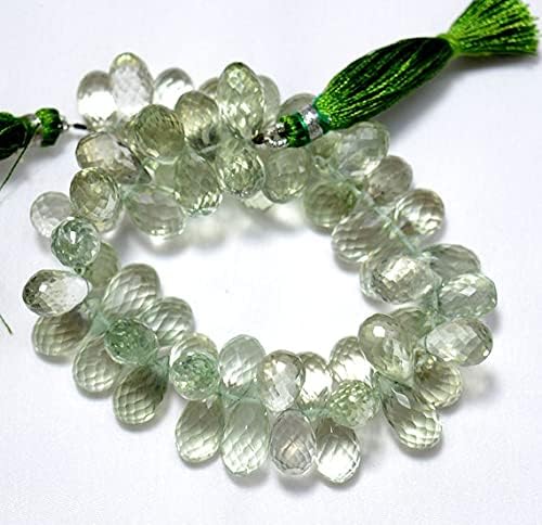 Green Amethyst Beads, Faceted Tear Drops Beads, Green Amethyst Cut Drops, Gemstone Beads, 7x10mm 8 Inch Full Strand