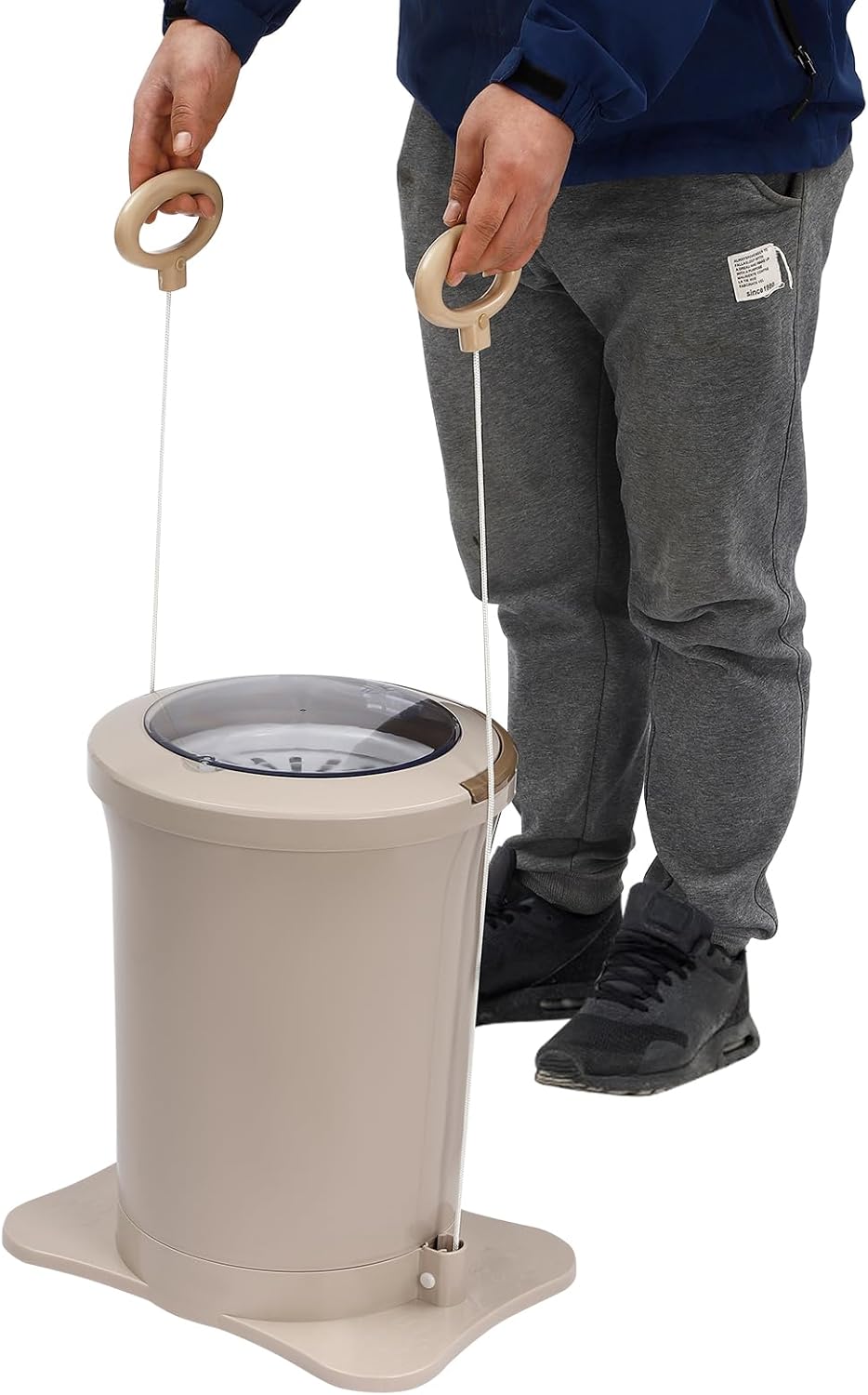 Manual Clothes Dryer Portable Mini Dryer 3.17Gal Foot Powered Washing Machine Portable Single Tub Dryer Machine Non electric Laundry Dryer for Camping, Apartment, Student Residence (Apricot Color)