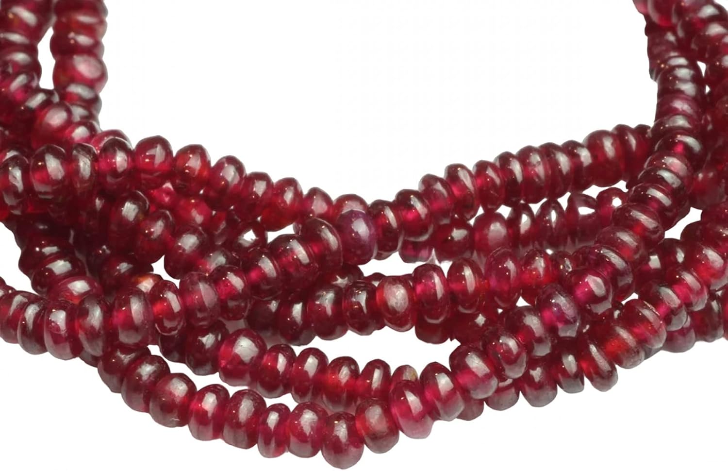 1 Strand Red Ruby 2mm - 3mm Smooth Rondelles 16