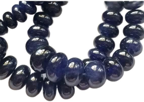 BEADS GEMSTONE 1 Strand Natural Blue Sapphire Beads/Sapphire Beads/Rondelle Beads/ 6.5mm - 15mm Beads Approx 16 Inch Code-HIGH-16513