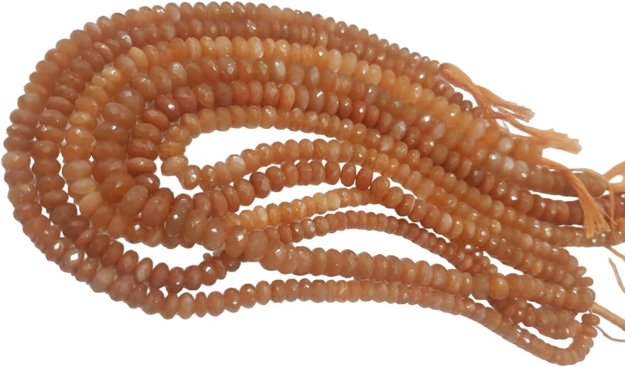Peach Moonstone Faceted rondelles Loose Gemstone semi Precious Beads for Jewelry 50 Strand CHIK-STRD-87799