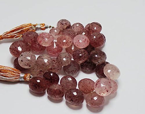 natural strawberry quartz 8x10-9x11 mm feceted onion shape 8.5 inch strand