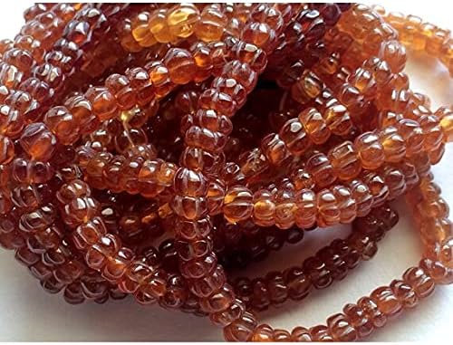 BEADS GEMSTONE 1 Strand Natural Hessonite Garnet Faceted Watermelon Rondelle Beads, Grossular Garnet, 6mm Beads - 22 Inch Code-HIGH-18866