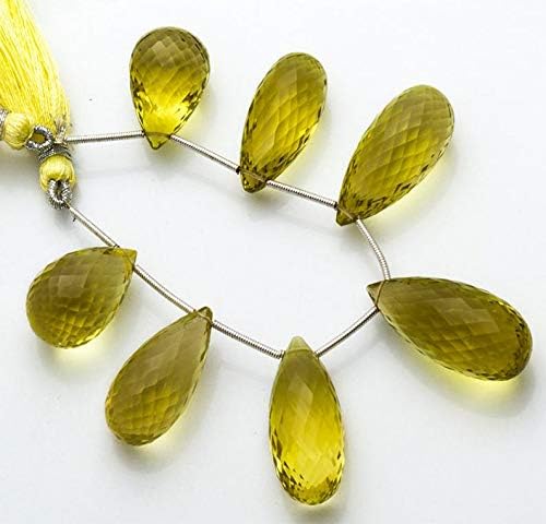Natural Gemstone Lemon Quartz Faceted Teardrop Briolettes 5 Inch Full Strand 13 * 20 to 14 * 29MM Big Drop Shape AAA Quality Transparent Beads
