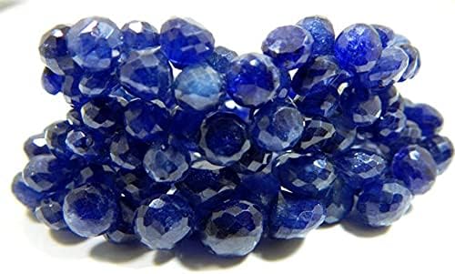 10 inch Strand of Natural Blue Sapphire 10x6mm Teardrop Faceted briolette Beads for DIY Jewelry Making. |BRIO_01116
