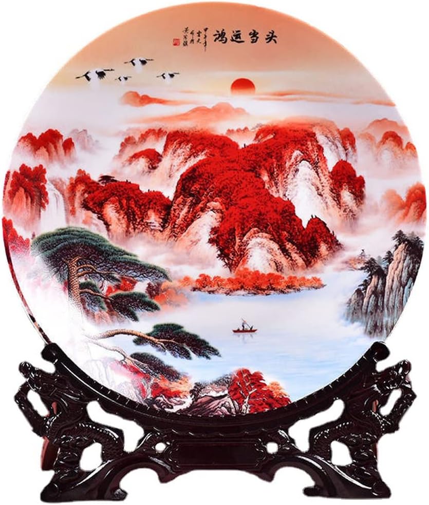 Decorative Plates for Wall Hanging,Decorative Cera 26cm Jingdezhen Chinese Home Accessories Porch Decor Ceramics Plate Decorations