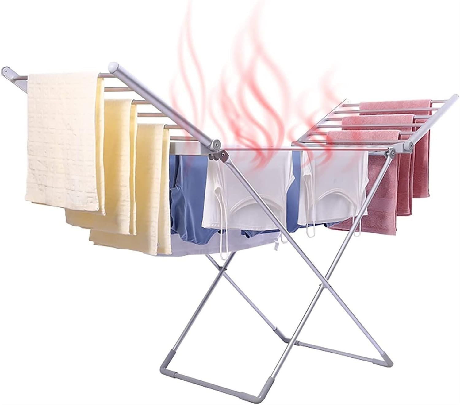 Heated Clothes Drying RacksWinged Electric Heated Clothes Airer Dryer with 20 Heated TubesHome Horse Rack Fast Laundry Drying Folding for Easy Storage Dry Saves Energy in