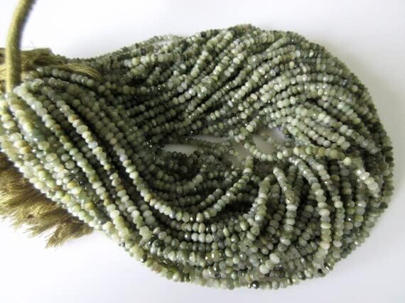 5 Strands 3.5mm Cats Eye Beads, Faceted Rondelles Beads, Cats Eye Rondelles, 3mm Gemstone Beads 13.5 Inch Strand