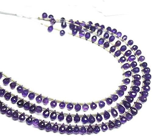 1 strand amethyst tear drop faceted 8'' long strand gemstone beads, jewelry supplies for jewelry making, bulk beads, for meditation jewellery gemstone size 5mm to 8mm