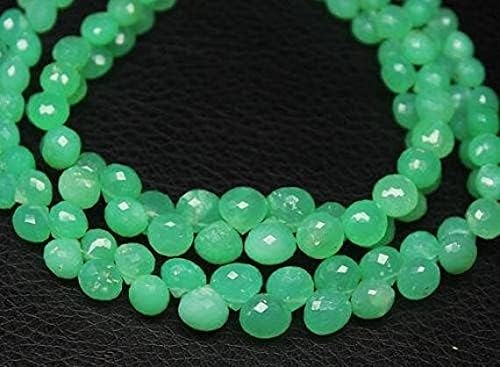 Chrysoprase Apple Green Faceted Onion Drop Loose Gemstone Beads Strand 9