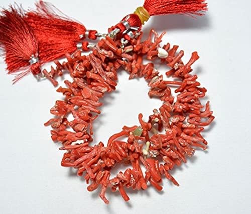 Natural Coral Sticks, 8mm - 17mm Beads, Coral Smooth Stick Pencil Beads, Gemstone for Jewelry, 10 Inches Strand