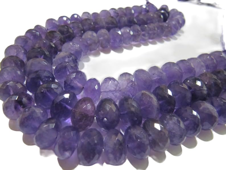 13 inch Strand of Natural gem Amethyst, 10-12mm rondelle Faceted Beads for DIY Jewelry Making. | Beads_03874