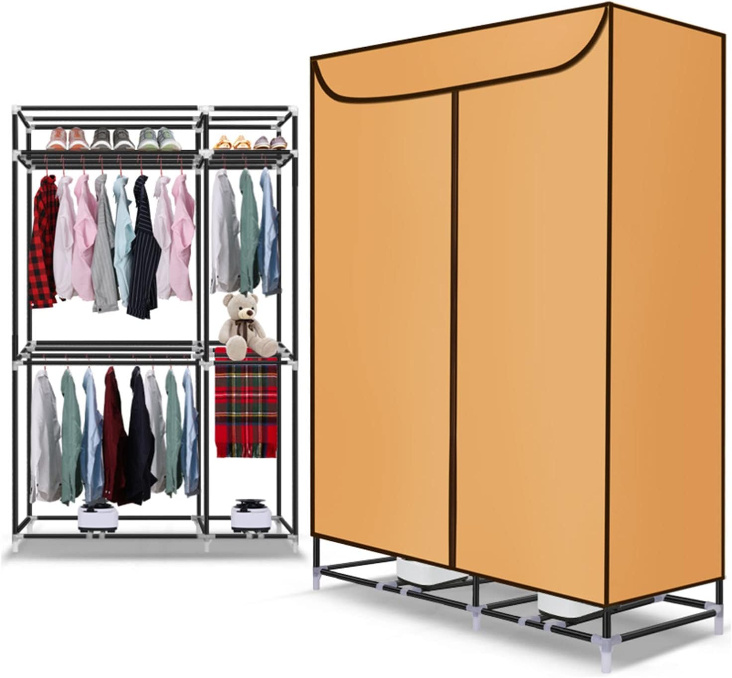 Electric Clothes Dryer, Portable Electric Clothing Rack Dryer, 3-Tier PTC Hot Air Cloth Drying Machine with Timer, Heated Clothes Airer, Folding Wardrobe Hanger Rack for Home Indoor Dorms,2400W