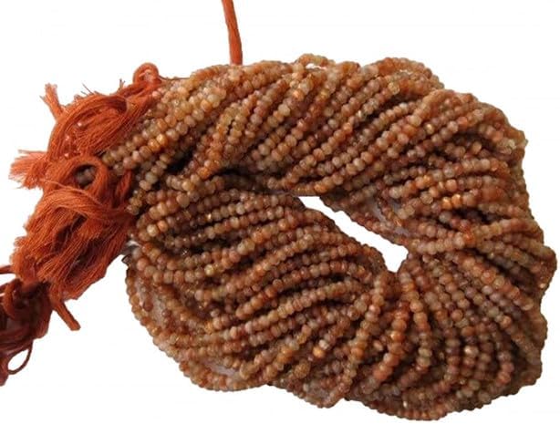 Sunstone Rondelle Beads, Faceted Beads, 4mm Gemstone Beads, 13 Inch lot of 5 Strands Chik-STRD- 93248