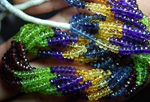 13 inch natural beads strand of 5.5-6mm faceted rondelle multi gemstone gemstone beads for DIY jewelry - necklace, bracelet, earring, ring.