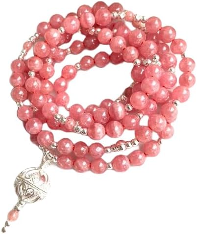 Natural rhodochrosite 6mm 108 Mala Beads, Spiritual, Meditation Beads, Reiki, Japa Mala, Buddhist Prayer Beads, Yoga Bracelet, healing beads LKMALA-RRGU-3410