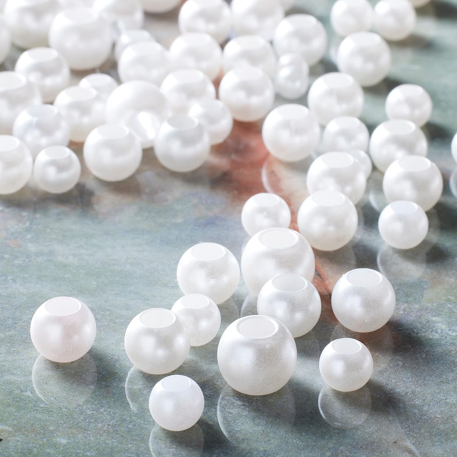 Bead Landing White Pearl Plastic Round Craft Beads, 12 Pack