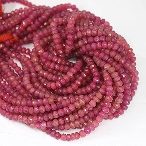 Beads Gemstone 3 Strand Natural Jade Pink Micro Faceted Rondelle Micro Gemstone Craft Loose Beads 13 Inch Long 4mm Code-HIGH-26432
