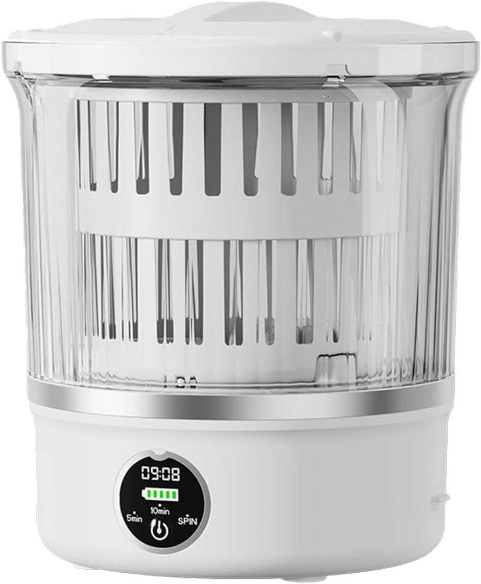 Practical Compact Washing Machine; Quiet Operations Construction With Multiple Cycle Modes; Compact Laundry Cup For Delicate Items.