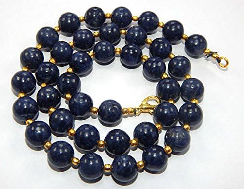 19.5 Inches Necklace Super Quality Natural Blue Sapphire Smooth Round Beads Necklace 10 mm