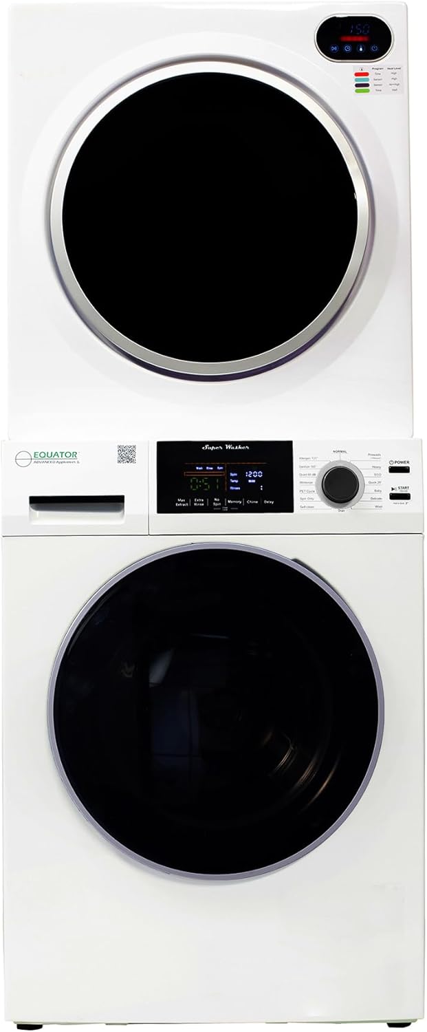 Equator ECONOMY STACKABLE 13 lbs Washer + Compact Vented Sensor Dryer 3.5cf 110V