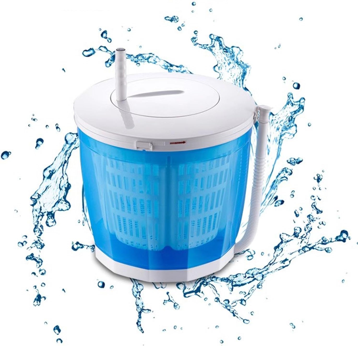 Camping Portable Mini Manual Washing Machine, Powerful Washer for Apartment, RV, Socks, Baby Clothes Or Small Items, Single Translucent Tub Blue