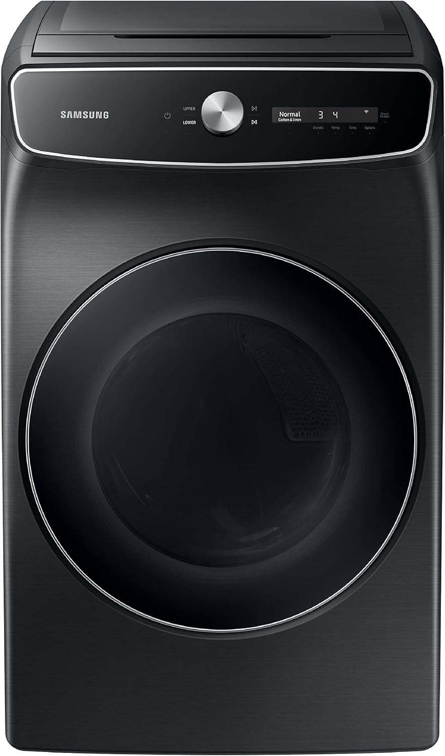SAMSUNG 7.5 Cu. Ft. Smart Dial Electric Dryer with FlexDry, Dry 2 Loads in 1 Large Capacity Machine, Super Speed 30 Minute Clothes Drying Cycle, WiFi Connected Control, DVE60A9900V/A3, Brushed Black