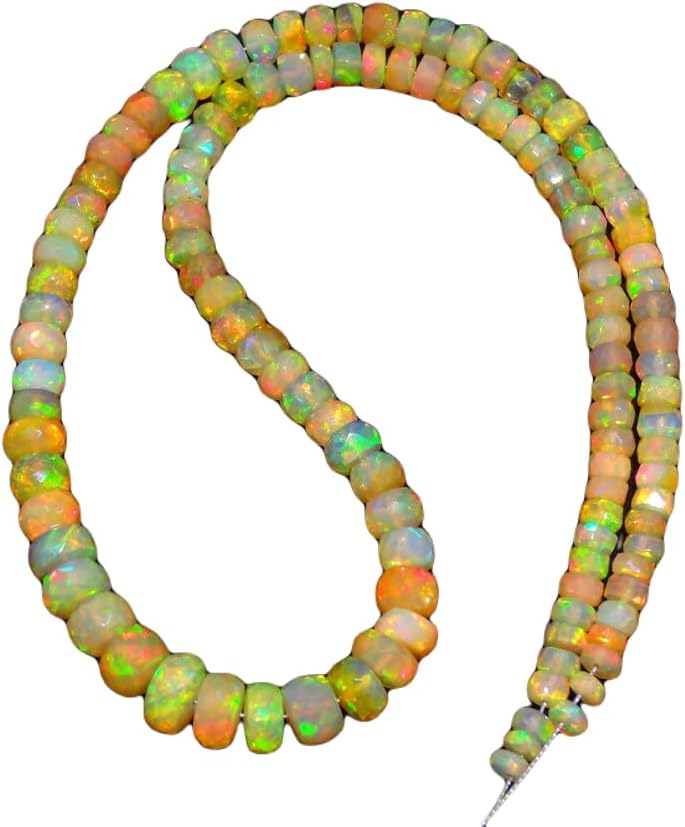 13 inch Strand of Natural gem Ethiopian Opal, 4-7mm rondelle Faceted Beads for DIY Jewelry Making. | Beads_03835