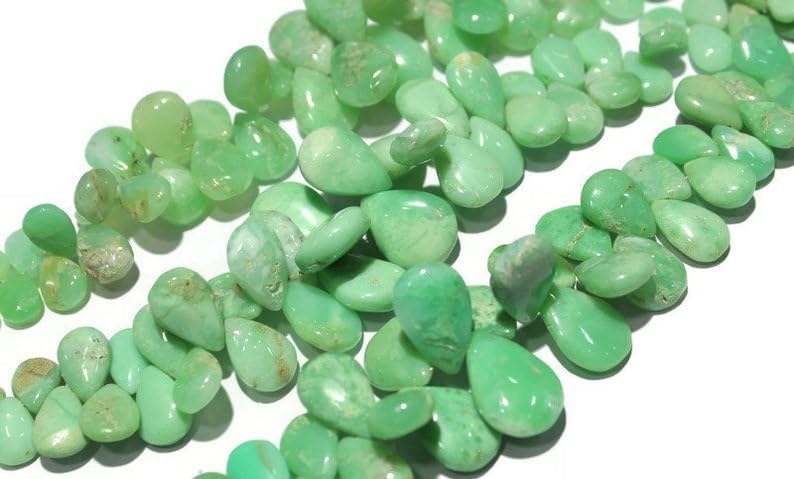 8 inch Strand of Natural Chrysoprase 8-17 mm Pear Smooth briolette Beads for DIY Jewelry Making. |BRIO_02388