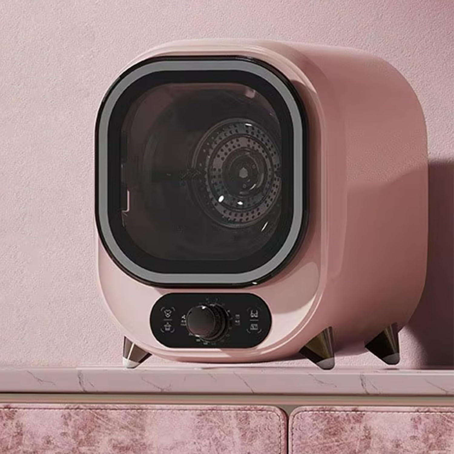 Portable Small Smart Tumble Dryer - Stainless Steel Inner Cylinder, 0.8kg Load, Vented Condenser, Compact Dryer for Compact Laundry Spaces