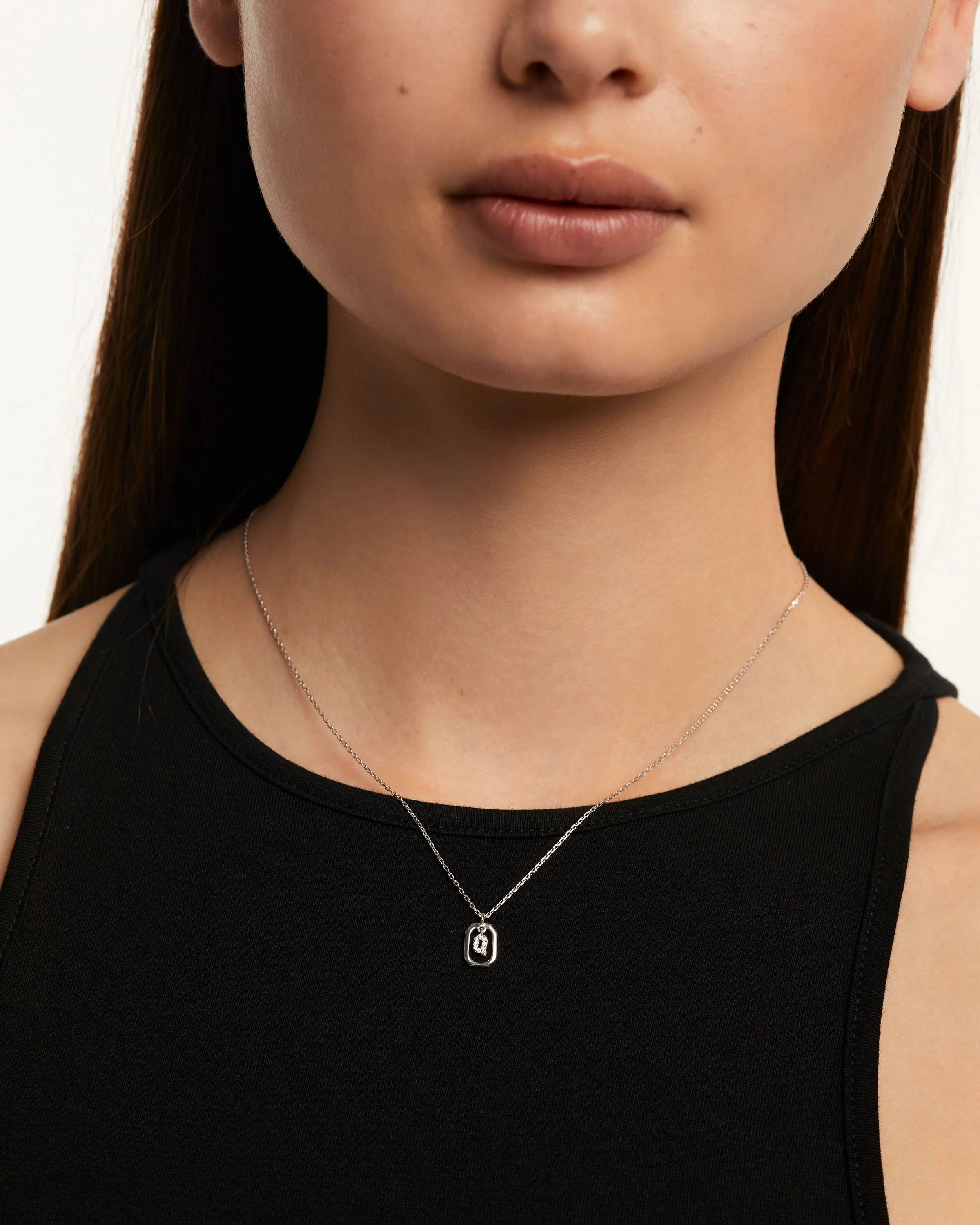 Mini Letter Q Silver Necklace