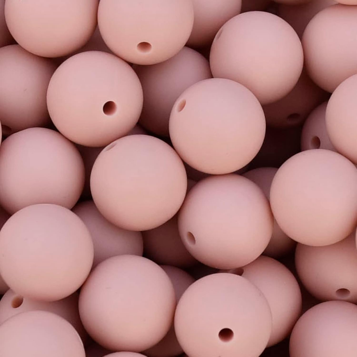 Silicone Beads Bulk 15mm 12mm DIY Necklace Bracelet Keychain Making Craft Set Jewelry, Colorful Silicone Beads Bulk Round Bead Loose with Accessories (15 mm Round Dusty Pink)