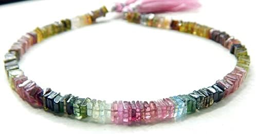 Multi Tourmaline Smooth Square Beads Heishi Shape 4.5x3.5.mm 10