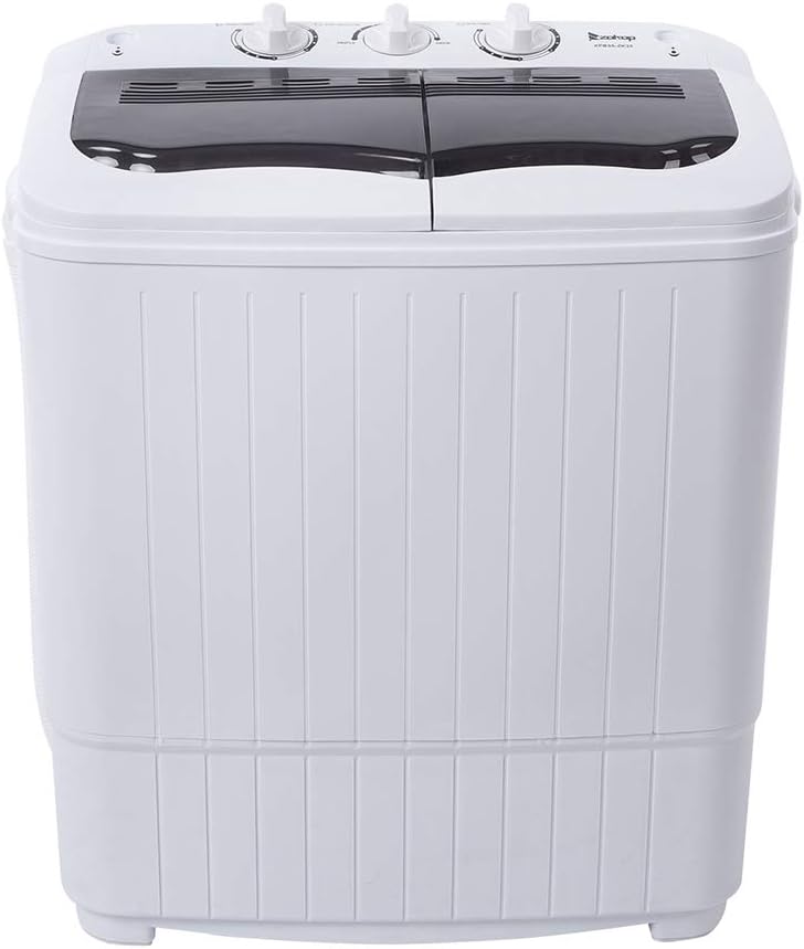 Portable Washing Machine, 14.3lbs Twin Tub Washer Mini Compact Laundry Machine with Drain Pump, Semi-automatic sWasher Spinner Combo for Dorms, Apartments, RVs