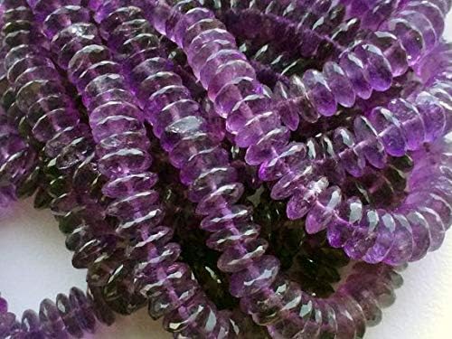 1 Strand Natural Amethyst German Cut Beads, Amethyst Disc Beads, Purple Gemstone Beads, Amethyst Necklace, 8.5mm to 11mm, 8 Inch Code-HIGH-18220