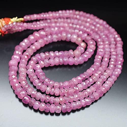 2 Strand Necklace Rare Pink Sapphire Faceted Rondelle Gemstone Loose Beads Strand 18